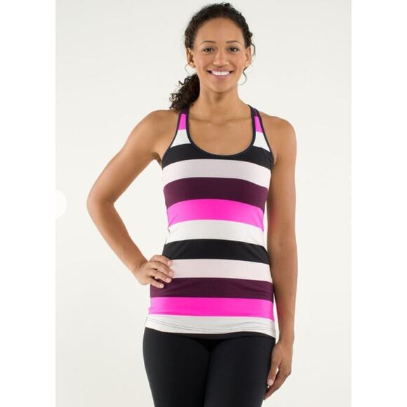 Lululemon Cool Racerback Pow Stripe Raspberry Glo Light / Inkwell - Picture 1 of 6